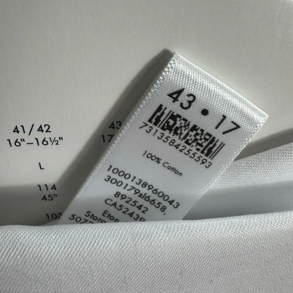 ETON Current White Gray Geometric Flip Cuff Men's L/S Button‎ Front Slim 17 NWT